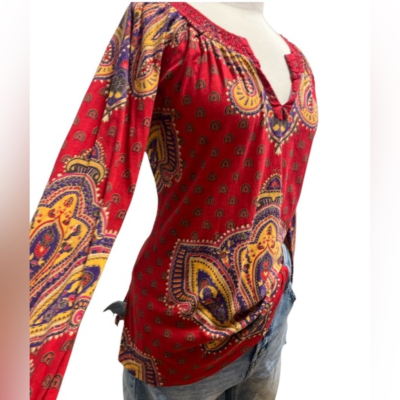 Lucky Brand Red Paisley Blouse - Picture 2 of 6